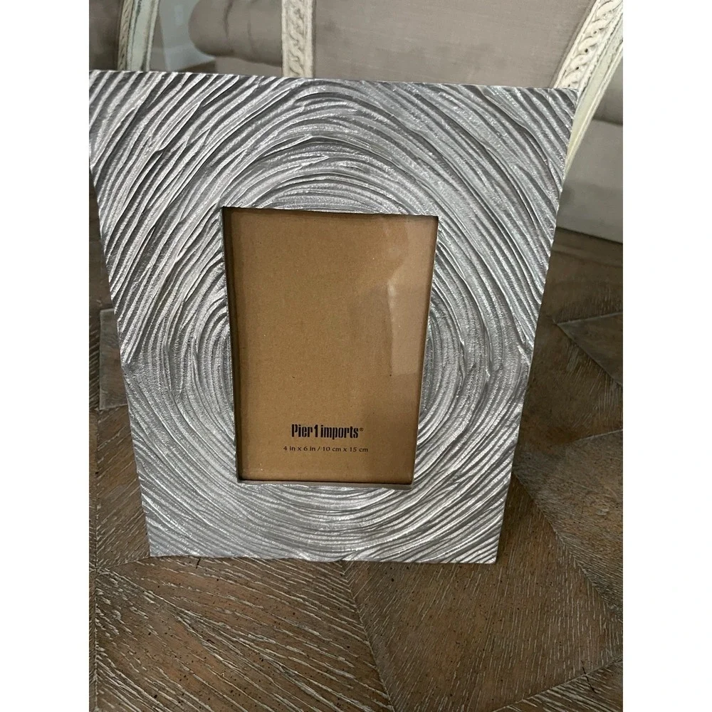 Vtg Pier 1 Contemporary Pewter Swirl Picture‎ Frame 7.5x9.5